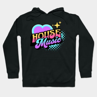 HOUSE MUSIC  - Y2K Retro Heart (blue/purple/white) Hoodie